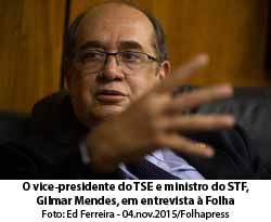 Gilmar Mendes em entrevista  Folha - Foto: Ed Ferreira / 04.nov.2015 / Folhapress